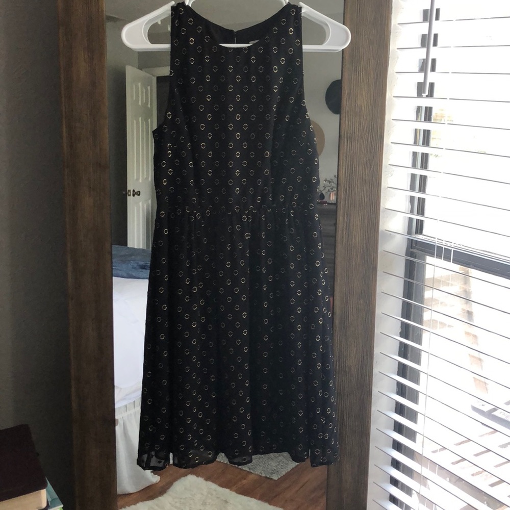 Black Dress with gold circles
